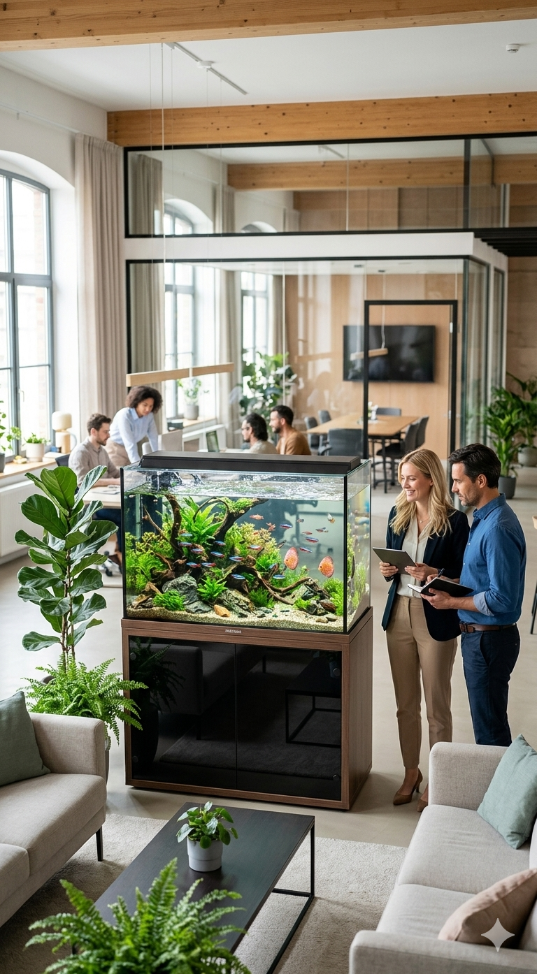 Du betrachtest gerade Bürodesign 2.0: Das Aquarium als natürlicher Luftbefeuchter und Blickfang